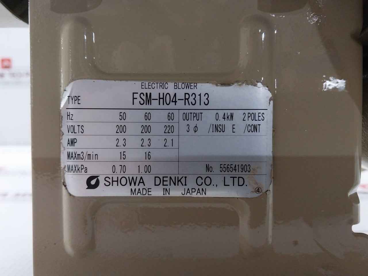 Showa Denki Fsm-h04-r313 Electric Air Blower 0.4kw 2poles 100c-110b 190f - Image 10