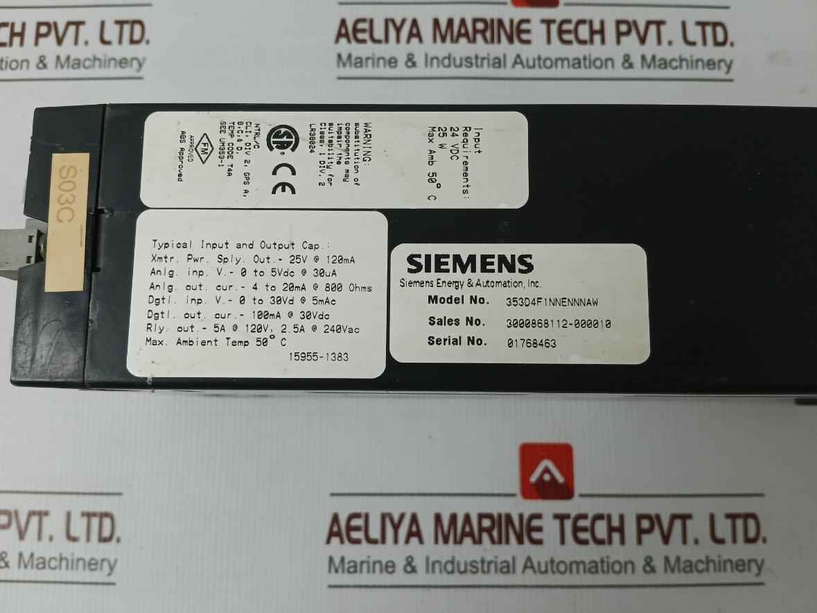 Siemens 353D4F1Nnennnaw Controller I/O Module 24Vdc 25W 50C - Image 8