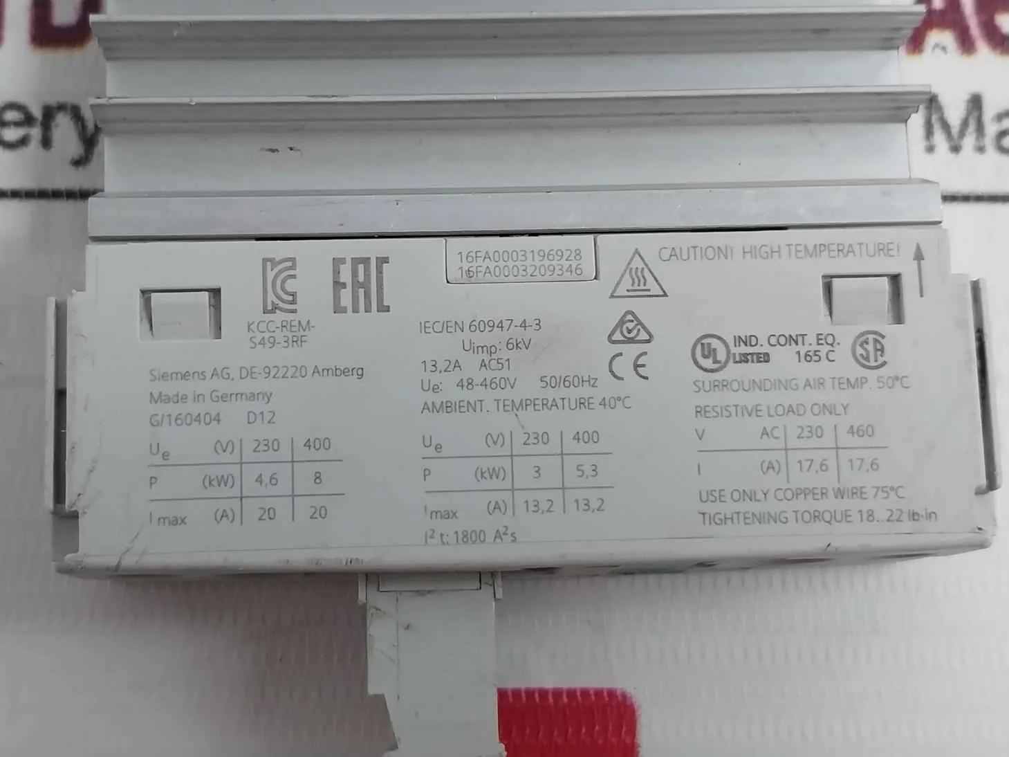 Siemens 3Rf2320-1Aa04 Solid State Contactor 6Kv 48-460V Kcc-rem-s49-3Rf - Image 6