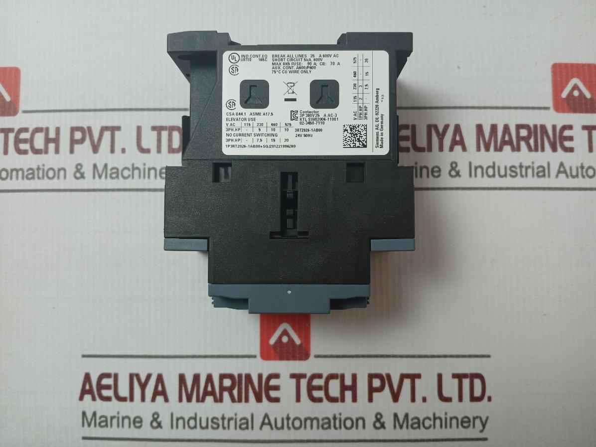 Siemens 3Rt2026-1Ab00 Sirius 3 Pole Power Contactor 24 Vac 25A 11W - Image 7