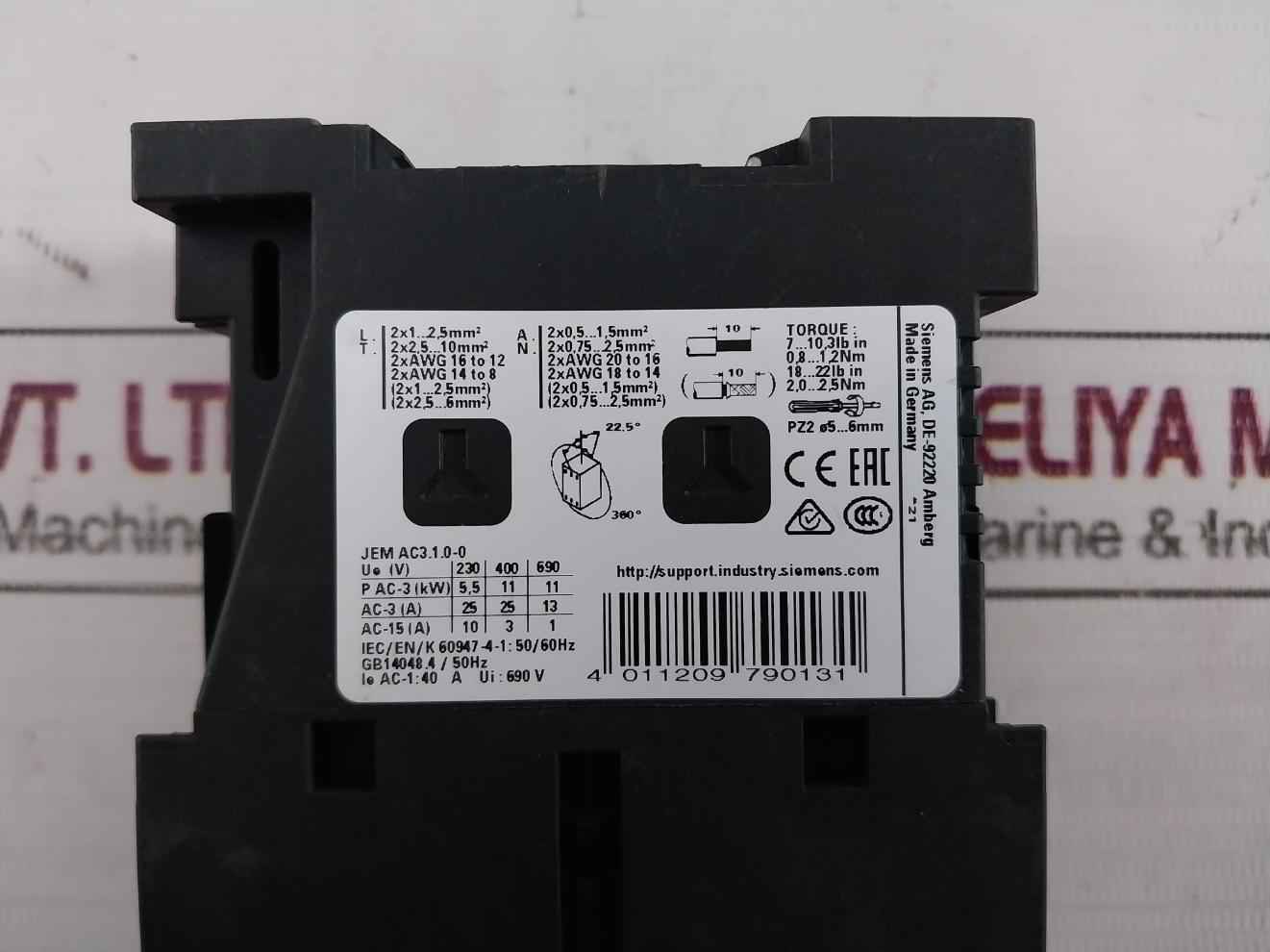 Siemens 3Rt2026-1Bb40 Power Contactor 24V Dc 690V 40A - Image 7