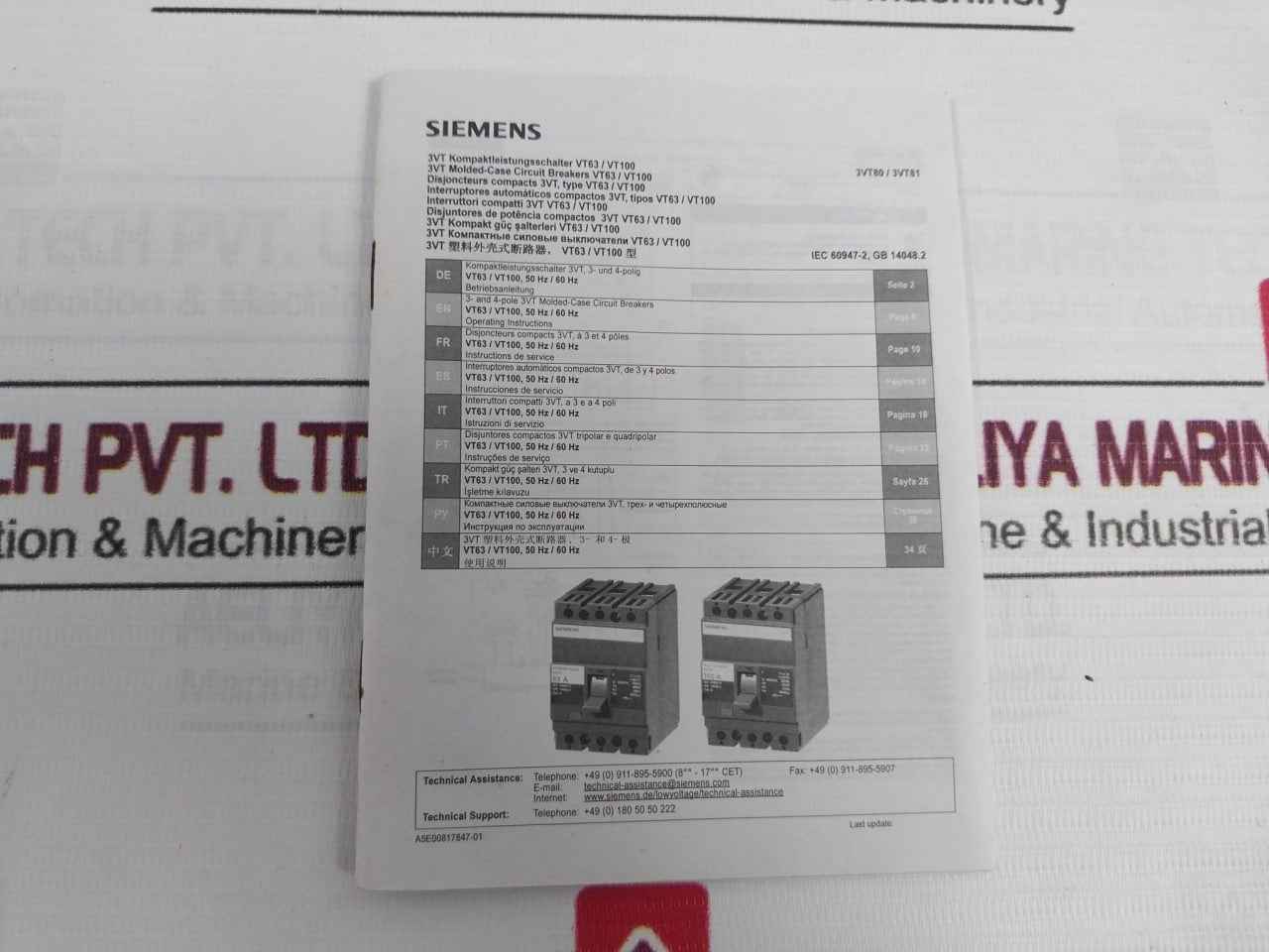 Siemens 3Vt8110-1Aa04-2Ga2 3Vt Molded-case Circuit Breaker Vt100 500 Vac 100A - Image 12