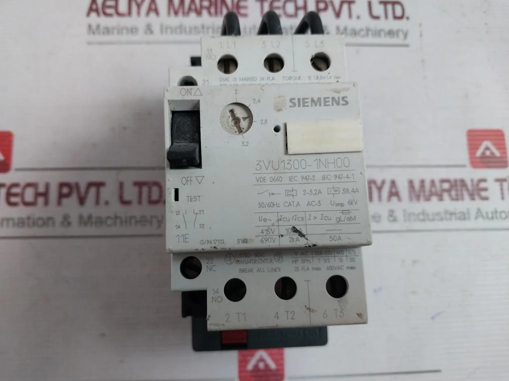 Siemens 3Vu1300-1Nh00 Motor Starter Protector 2-3.2A 50/60Hz 600Vac Max - Image 5