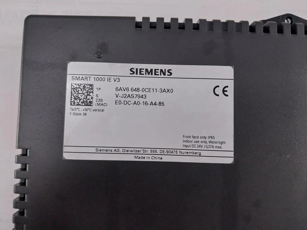 Siemens 6Av6 648-0Ce11-3Ax0 Hmi Touch Screen Panel Smart 1000 Ie V3 Ip65 Dc 24V - Image 8