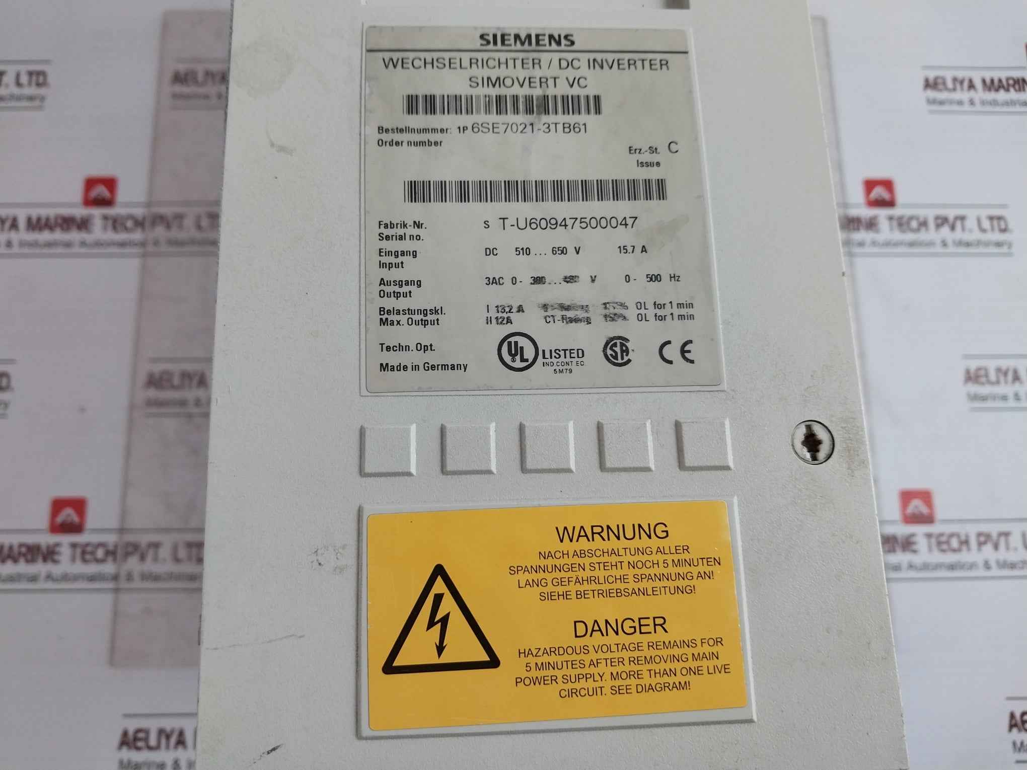 Siemens 6Se7021-3Tb61 Simovert Vc Dc Inverter Masterdrive Issue C (Not Working) - Image 8
