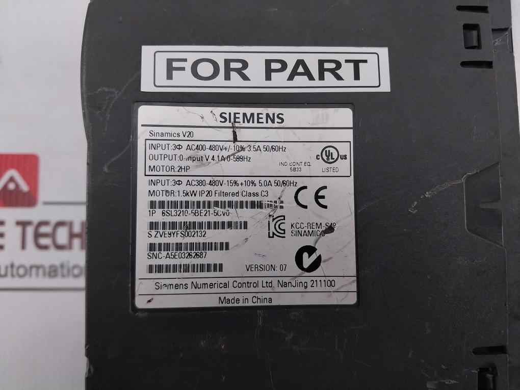 Siemens 6sl3210-5be21-5cv0 Sinamics V20 I/o Interface (not Working) - Image 8