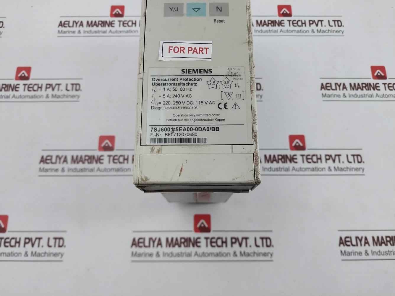 Siemens 7Sj6001-5Ea00-0Da0/Bb Overcurrent Protection Relay 240Vac (Not Working) - Image 7