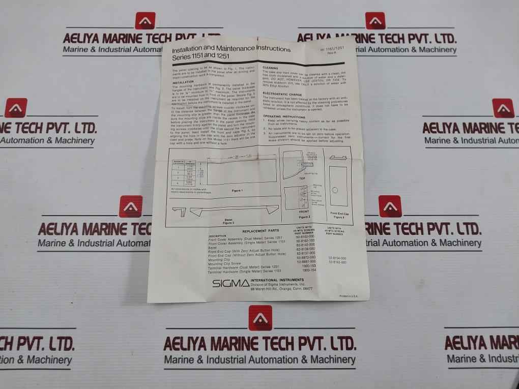 Sigma 1251Vb Dual Panel Meter 82-8143-000, 82-8138-000, 52-8887-000 - Image 11