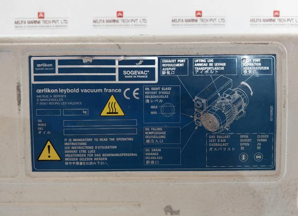 Sogevac Sv65 Bi Fc Oil Sealed Rotary Vane Pump 1000 Mbar 200-240V 1.5 Kw 14 Ac - Image 5