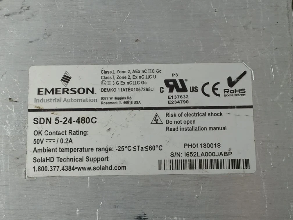 Sola Sdn 5-24-480C Power Supply 0.4A/Phase 24-28 Vdc -25°C Ta 60°C - Image 6