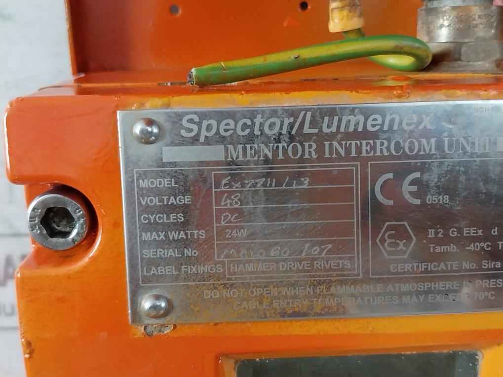Spector/Lumenex Ex7711/13 Mentor Intercom Unit Hs-8Eexmn (T) 48V 24W Ip67 48Ma - Image 23