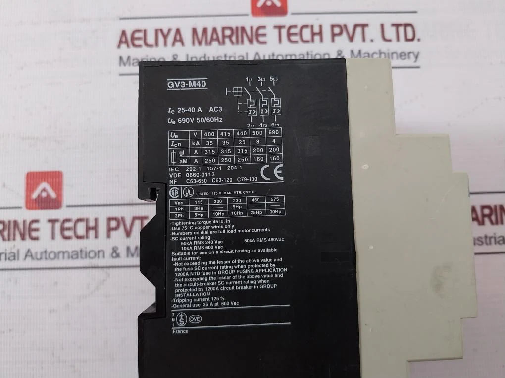 Telemecanique Gv3-m40 Motor Circuit Breaker Gv1-a01 690V 50/60Hz 6A 660V 25-40A - Image 8