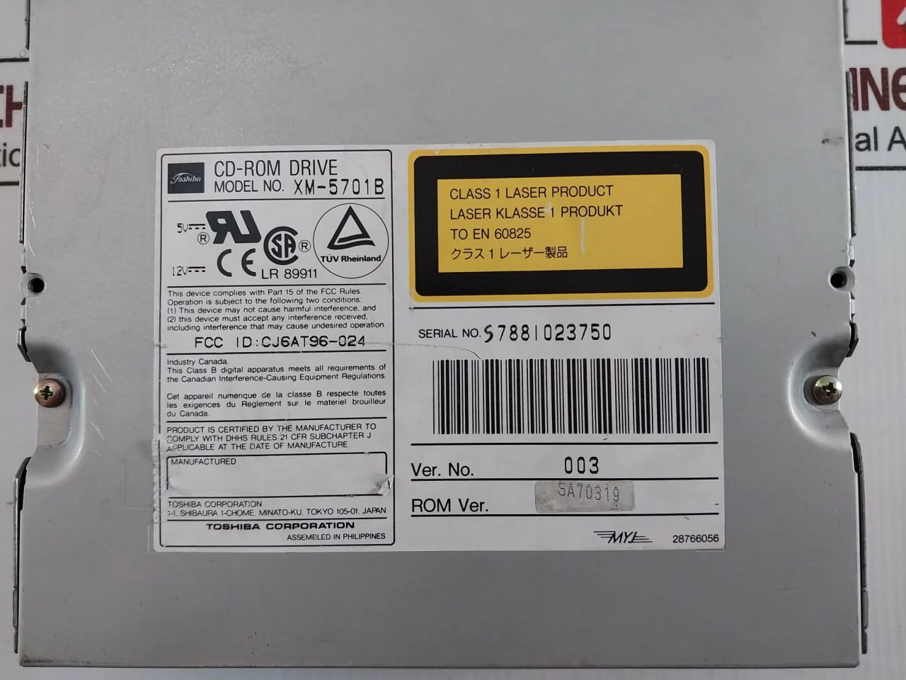 Toshiba Xm-5701B Internal Cd-rom Drive Cj6At96-024 5A70319 - Image 8